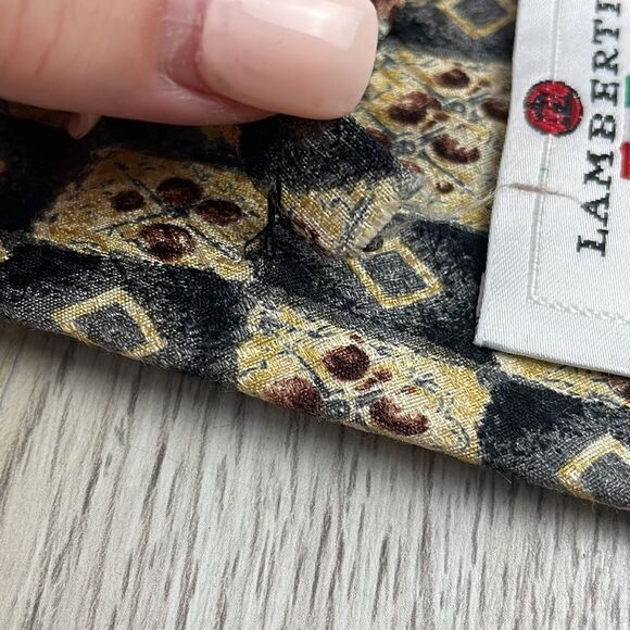 Lamberti Made In Italy Geometric Silk Necktie - Picture 5 of 5
